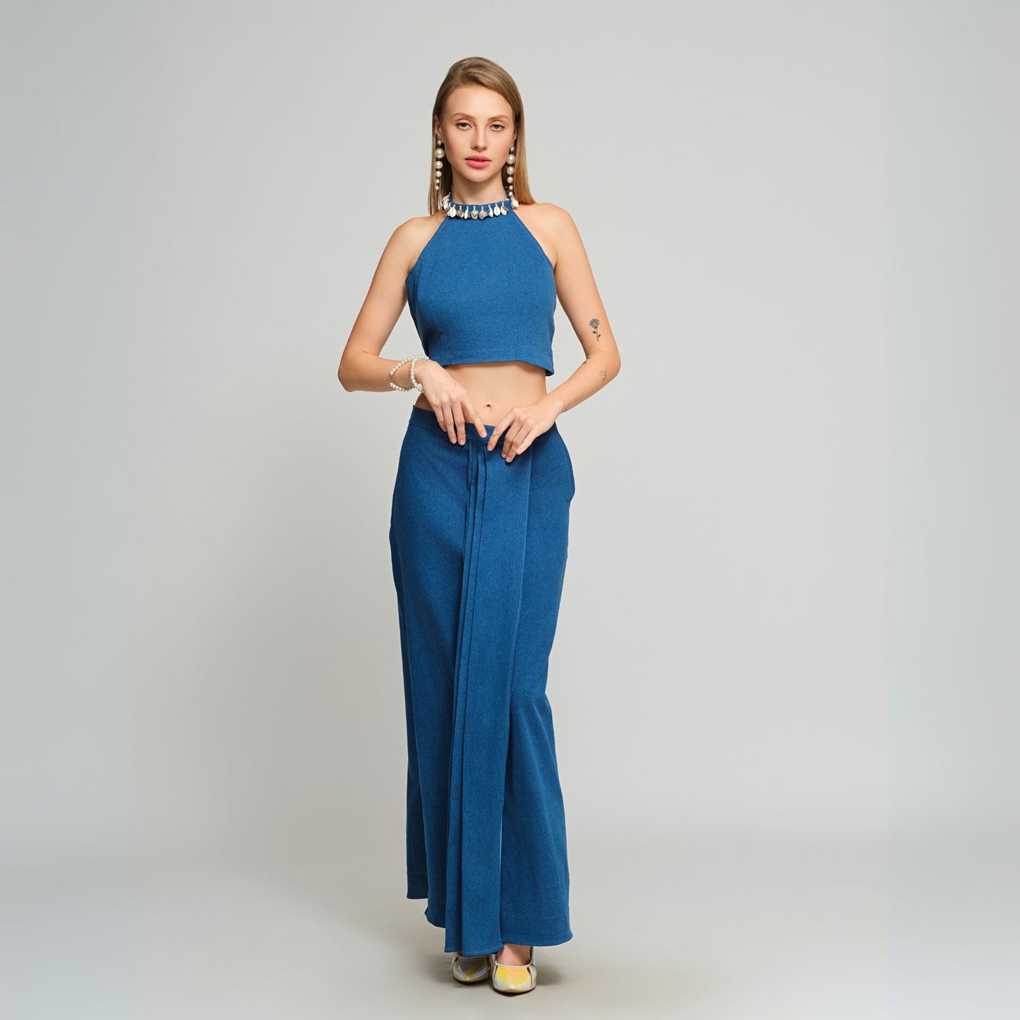 Twee Ready-To-Wear Stitched Denim Sari