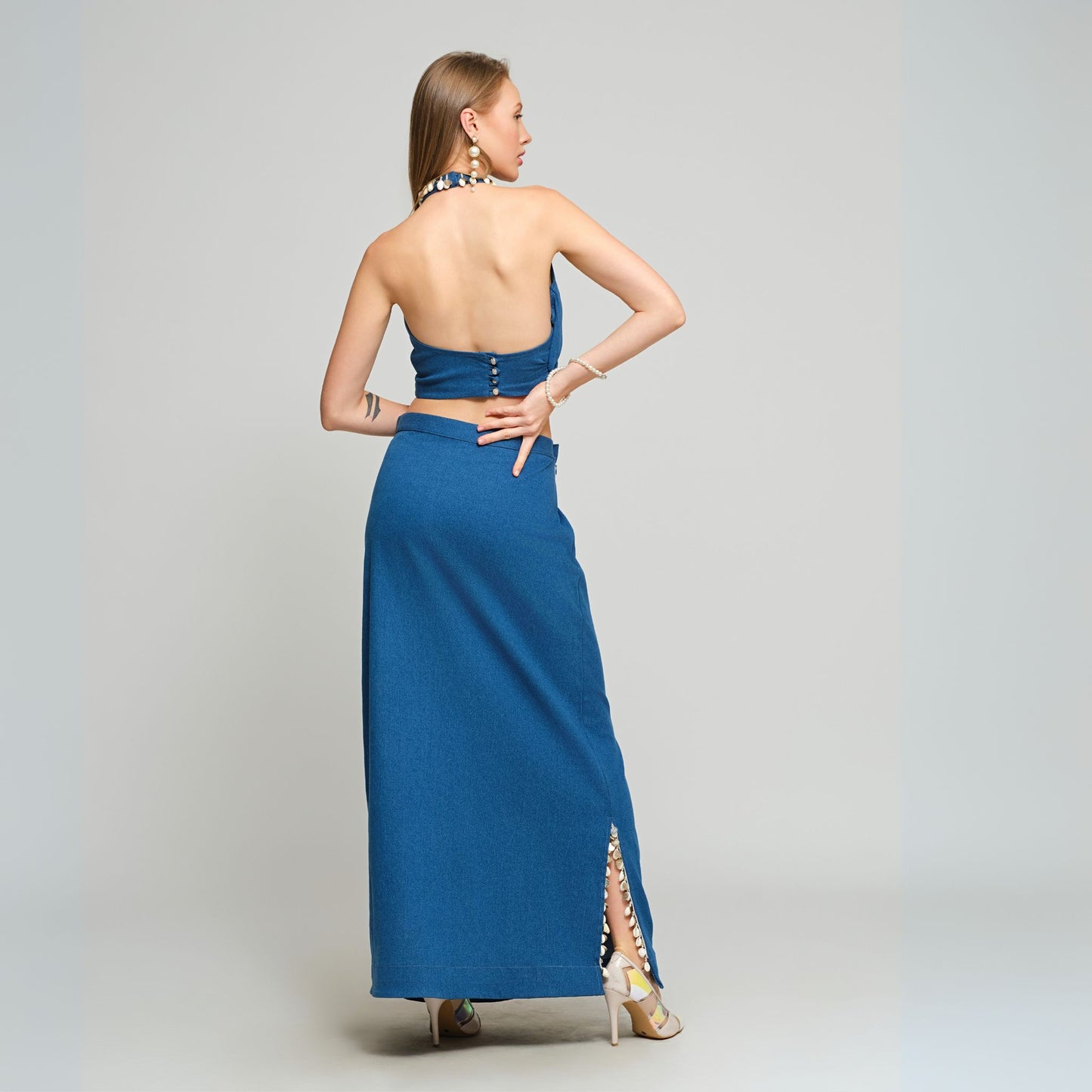 Twee Ready-To-Wear Stitched Denim Sari