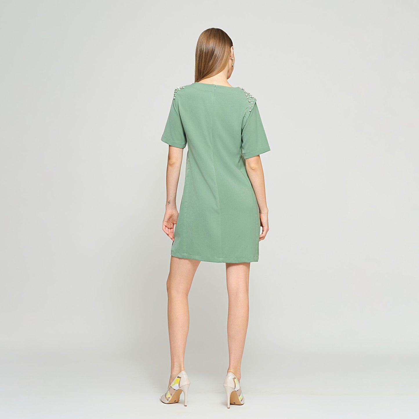 Tasha Dress with Detachable Sleeves - Green