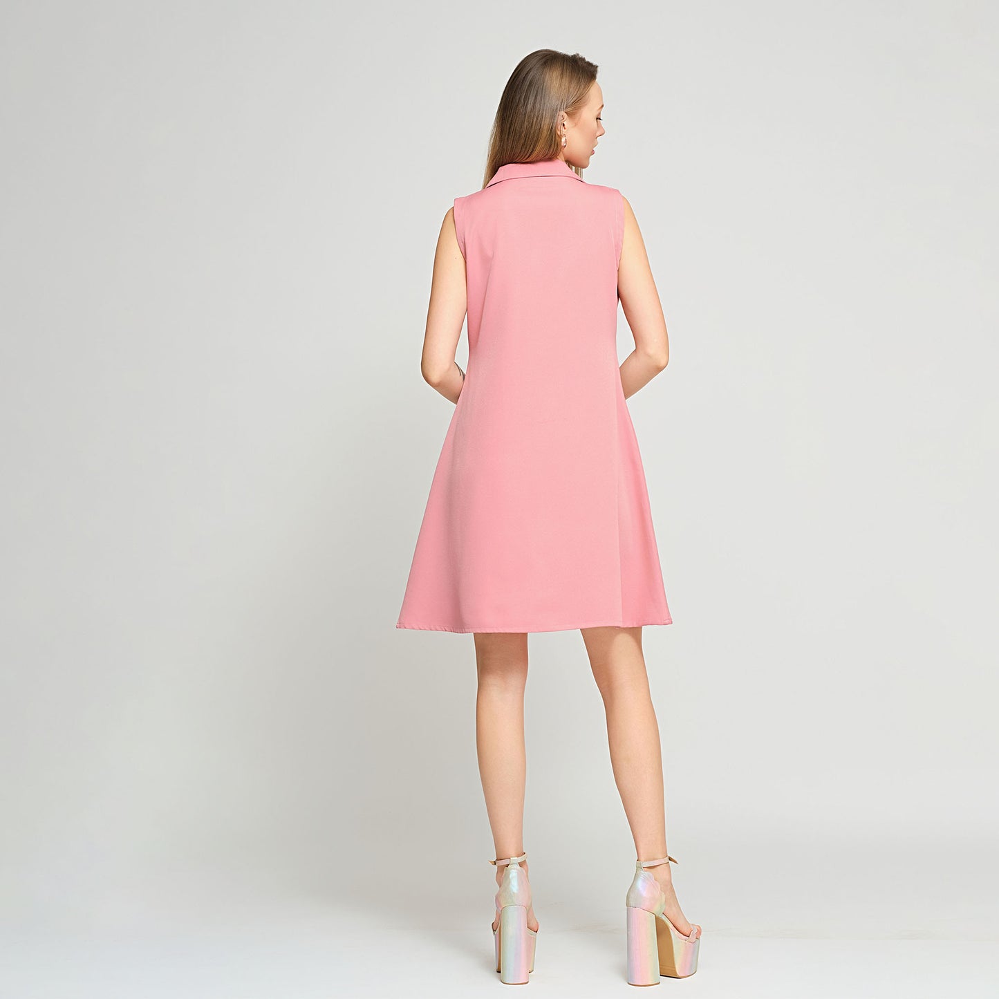 Violet Shirt Dress with Detachable sleeves and or gloves - Pink
