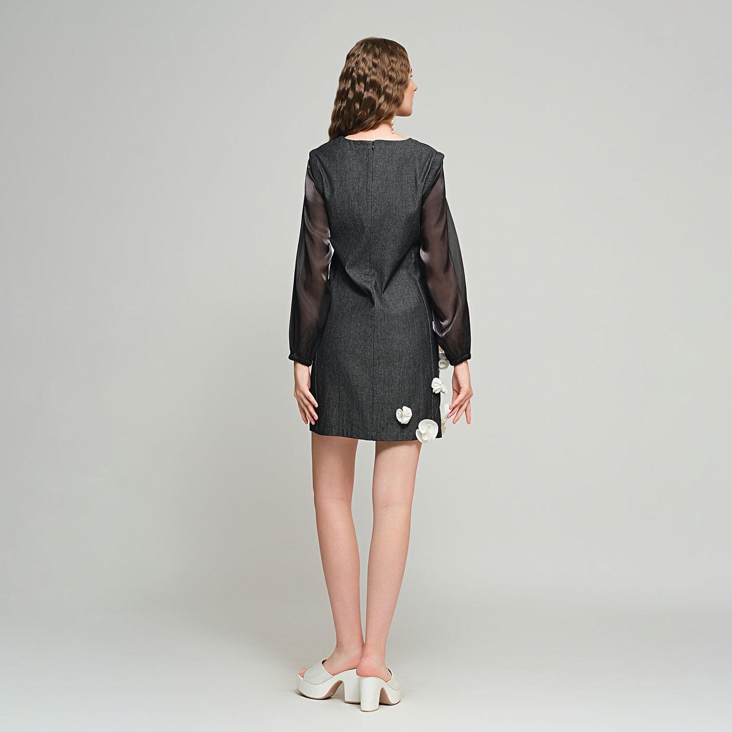 Tasha Dress with Detachable Sleeves - Denim