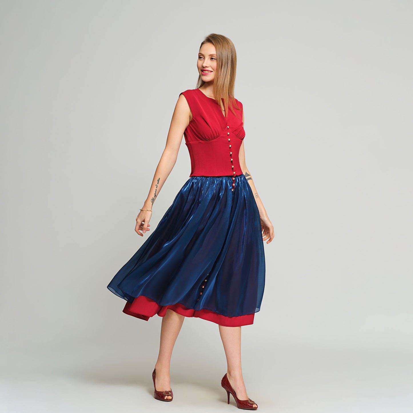 Nova Convertible & Reversible Corset Dress - Red