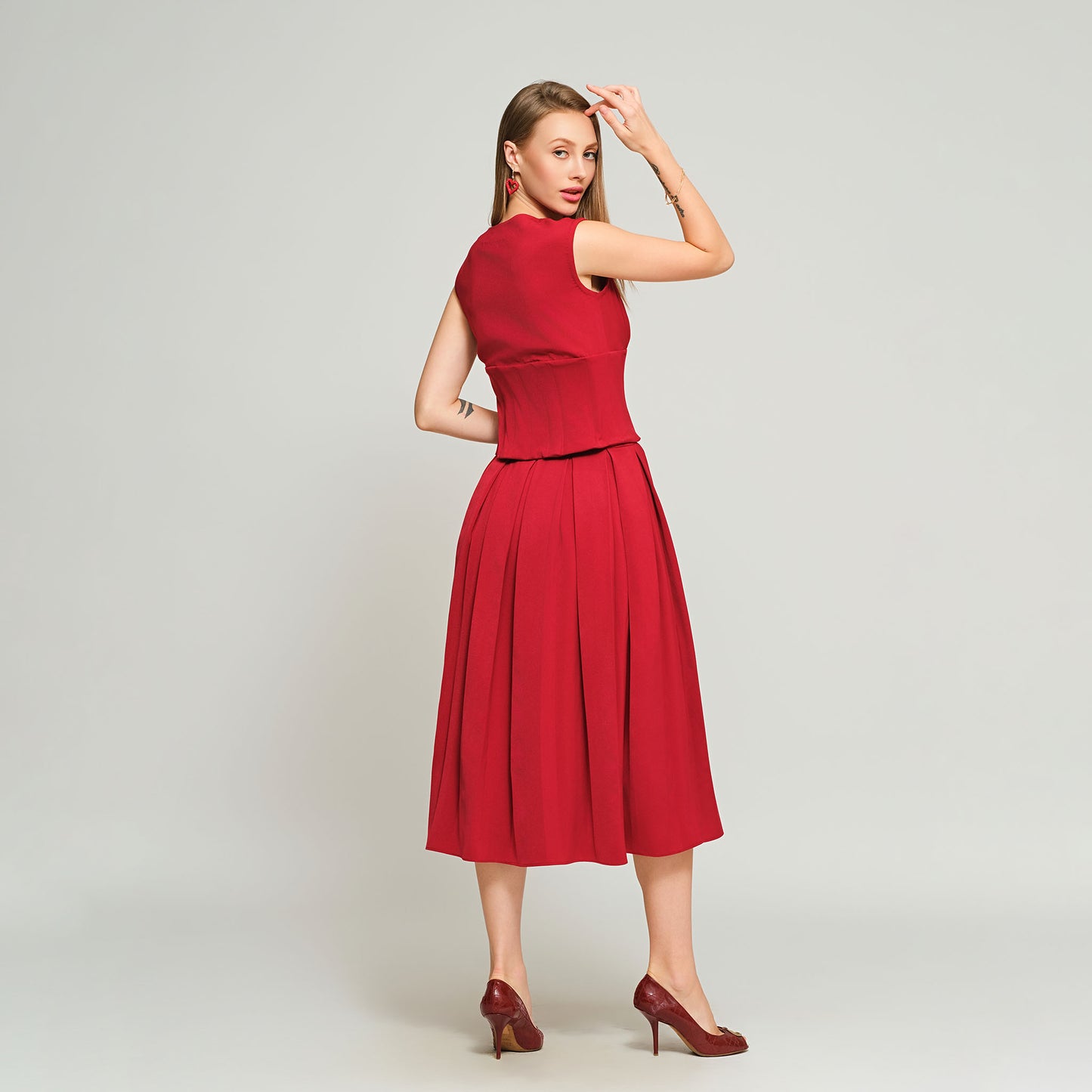 Nova Convertible & Reversible Corset Dress - Red