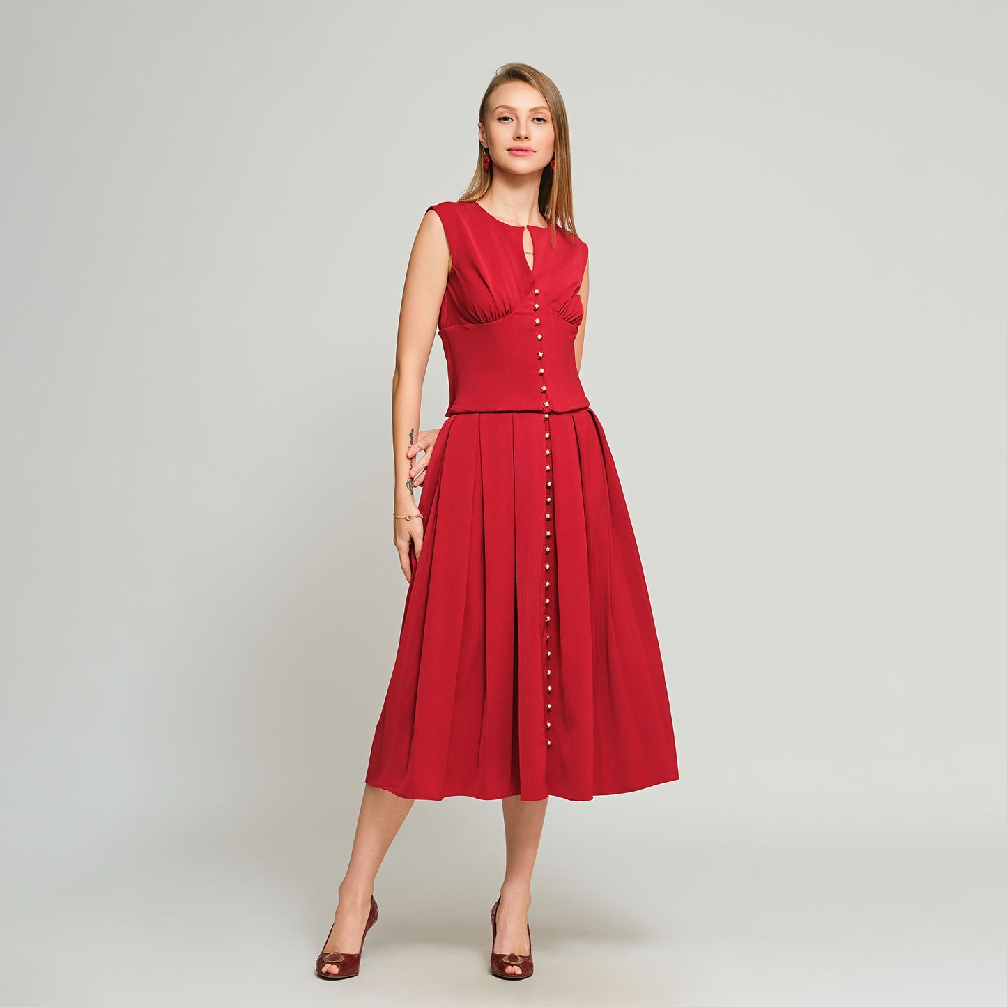 Nova Convertible & Reversible Corset Dress - Red