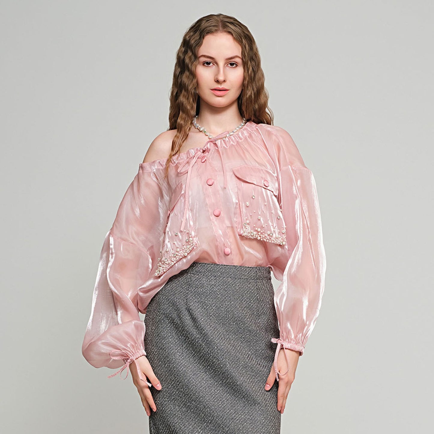 Alida Convertible Top - Pink Organza