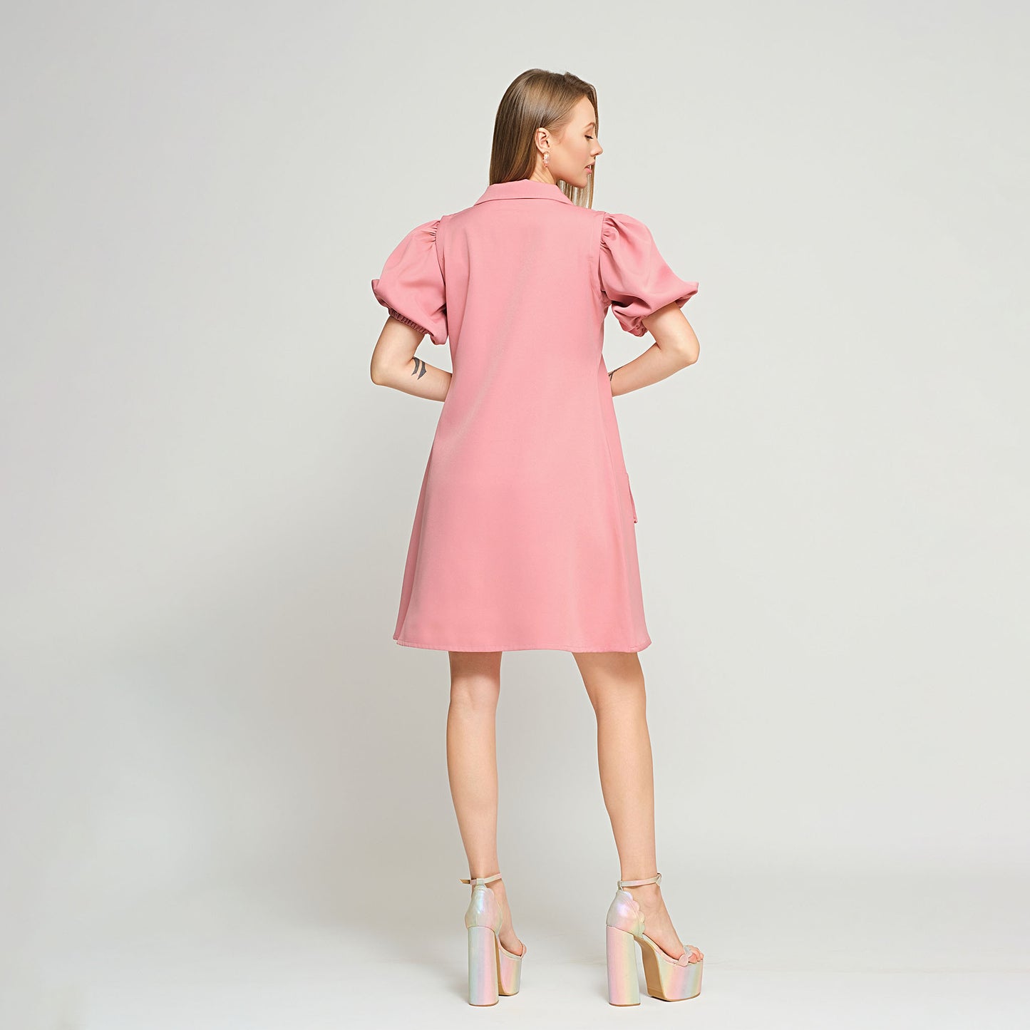 Violet hemp rok met afneembare moue en of handskoene - Pienk 