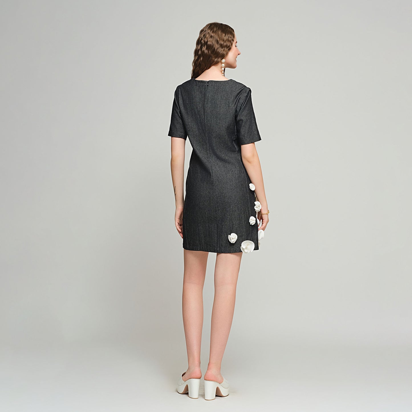 Tasha Dress with Detachable Sleeves - Denim