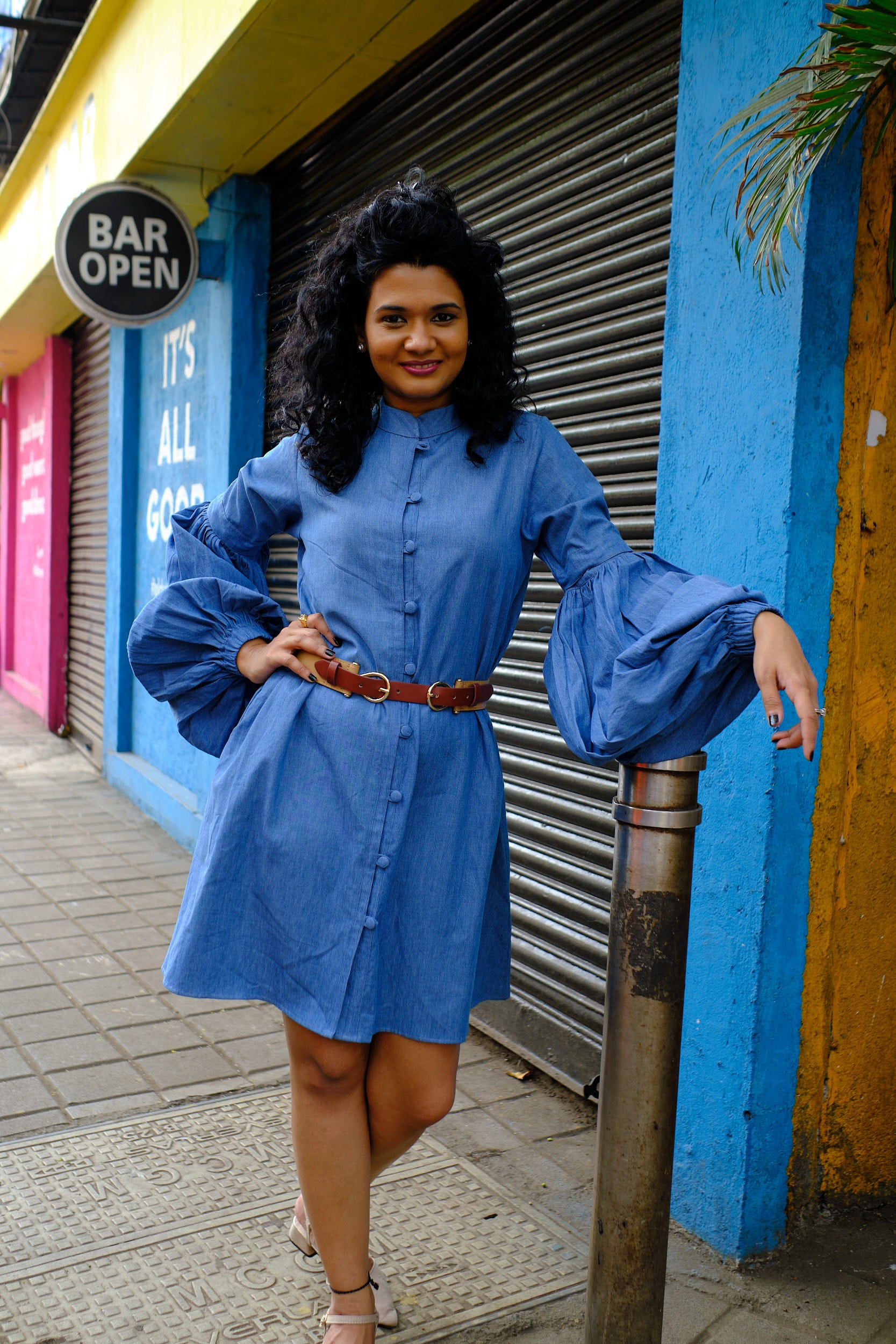 Cece Denim Dress with Convertible Sleeves TweeInOne The First Reversible Convertible Fashion Brand In India